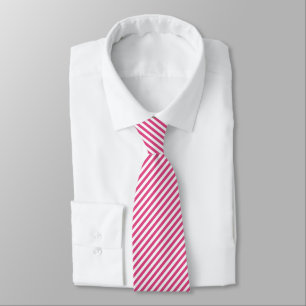 Diagonal pink and white stripes pattern tie