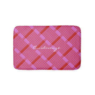 diagonal pink polka dots Thunder_Cove Bath Mat