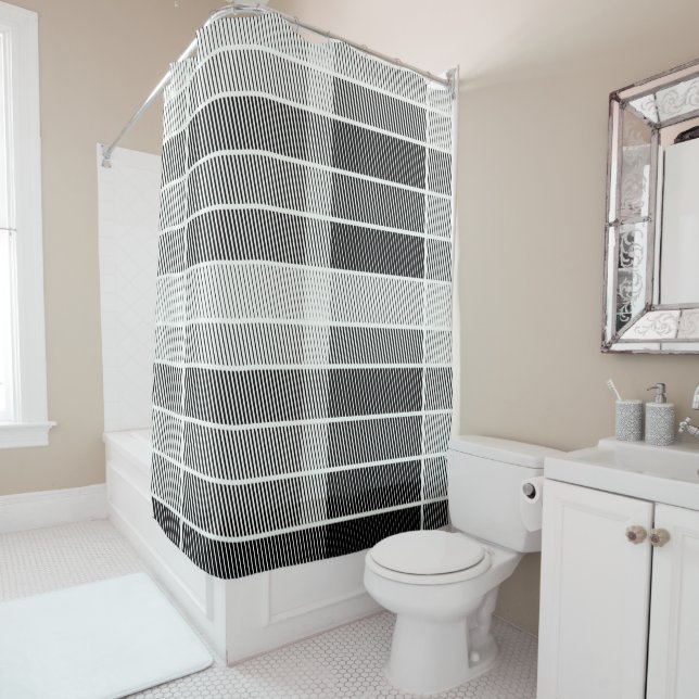Diagonal Pinstripe Shower Curtain (In Situ)