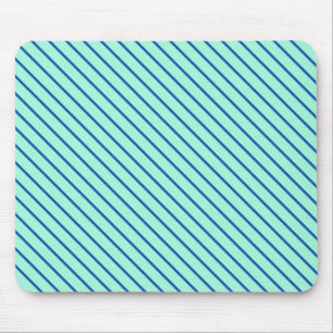 Diagonal pinstripes - aqua and navy mouse pad