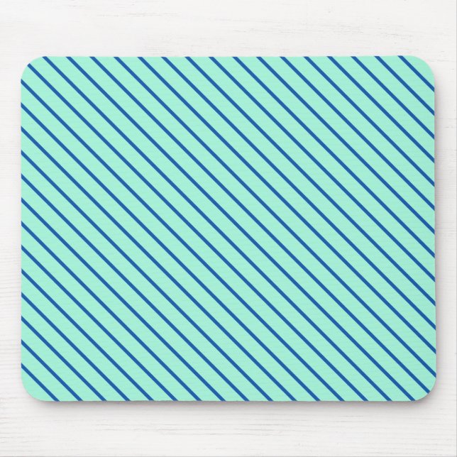 Diagonal pinstripes - aqua  and navy mouse pad (Front)