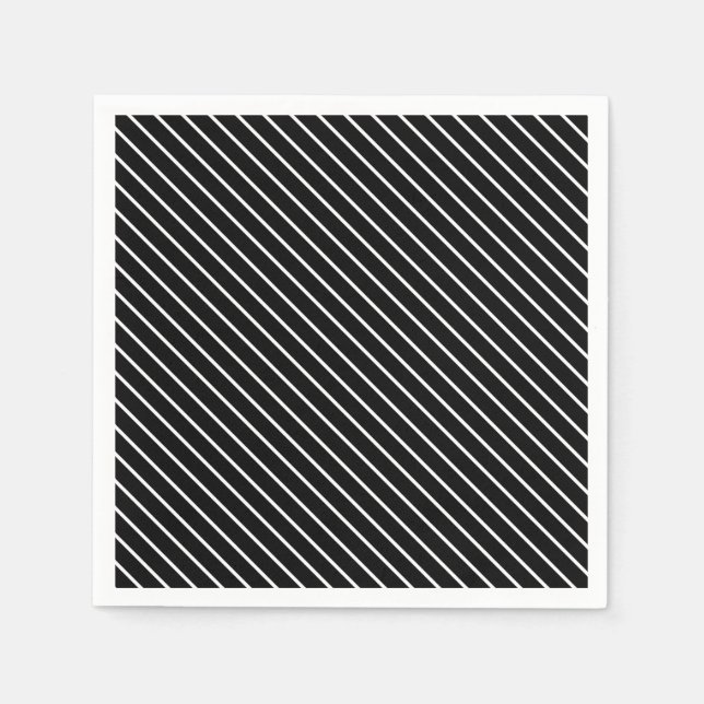 Diagonal pinstripes - black and white napkin (Front)