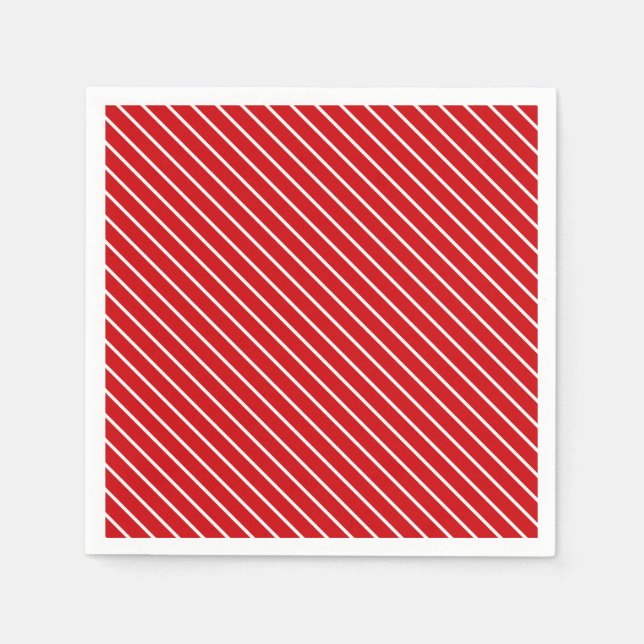 Diagonal pinstripes - deep red and white napkin (Front)