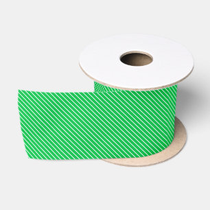 Diagonal pinstripes - emerald green and white satin ribbon
