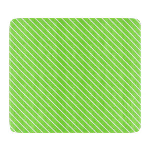 Diagonal pinstripes - lime green and white cutting board