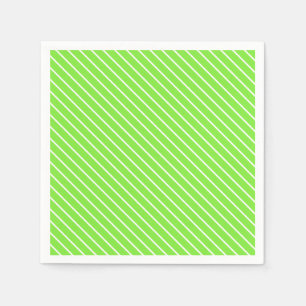 Diagonal pinstripes - lime green and white napkin