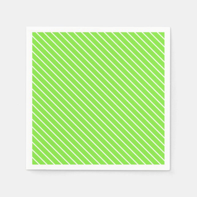 Diagonal pinstripes - lime green and white napkin (Front)