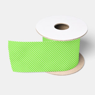 Diagonal pinstripes - lime green and white satin ribbon