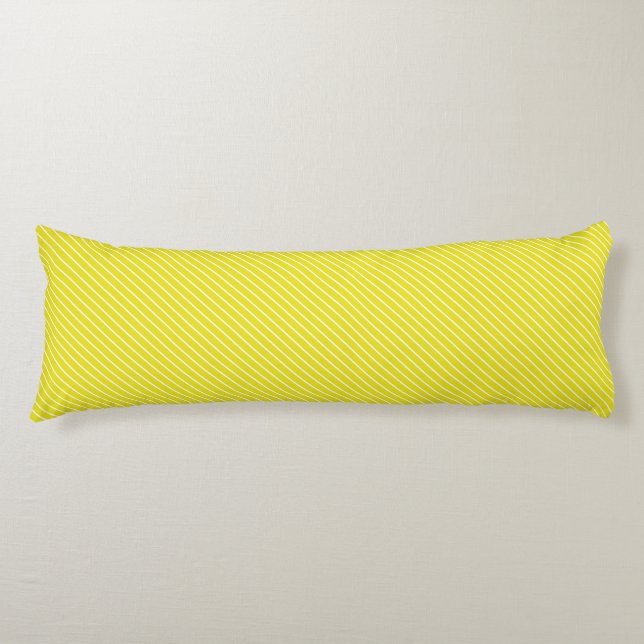 Diagonal pinstripes - mustard yellow and white body cushion (Front)