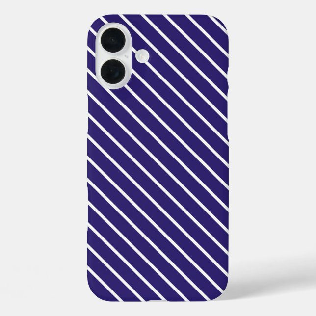 Diagonal pinstripes - navy blue and white Case-Mate iPhone case (Back)