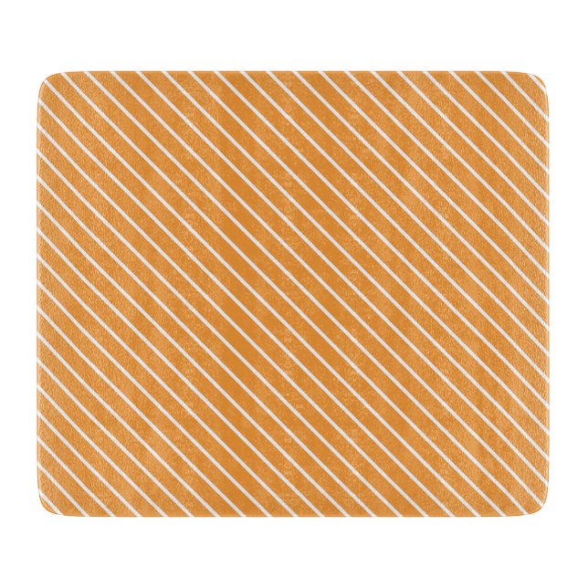 Diagonal pinstripes - orange and white cutting board (Front)