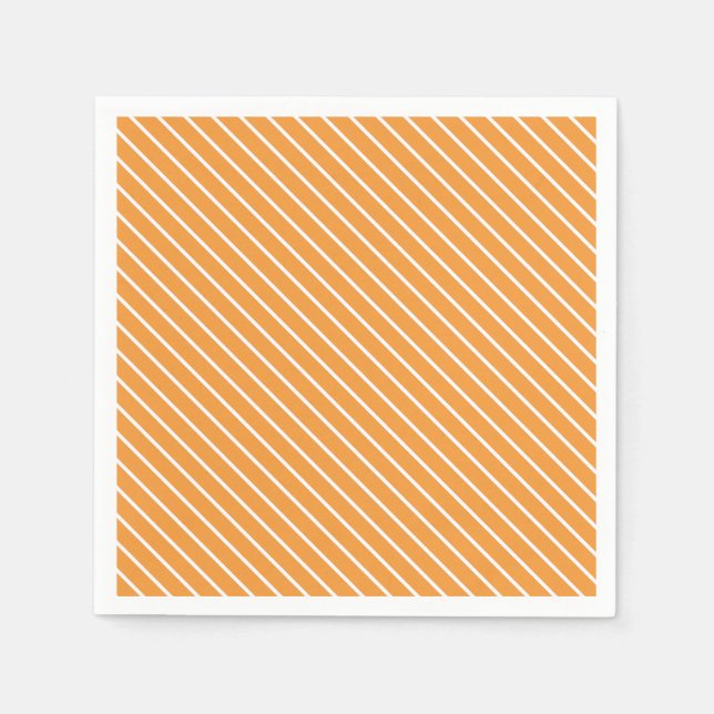 Diagonal pinstripes - orange and white napkin (Front)