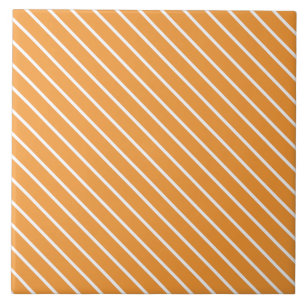 Diagonal pinstripes - orange and white tile