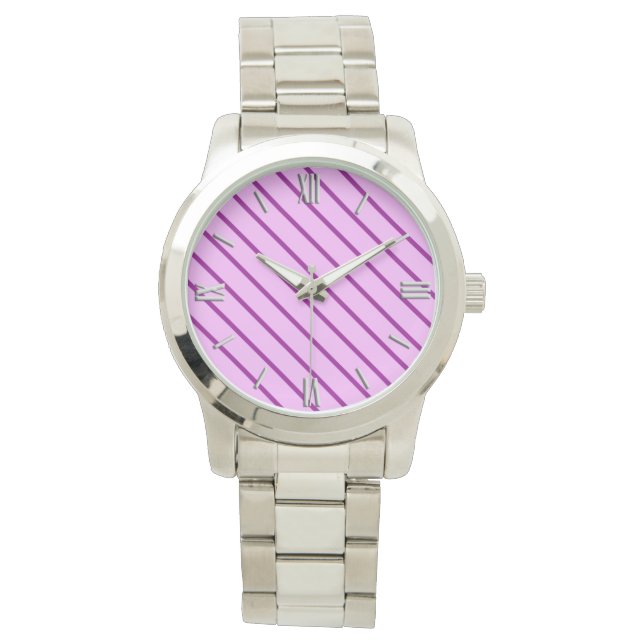 Diagonal pinstripes - orchid and purple watch (Front)