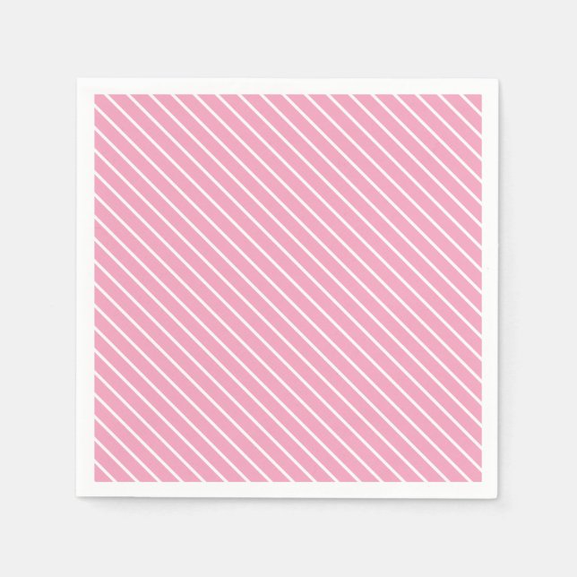 Diagonal pinstripes - shell pink and white napkin (Front)