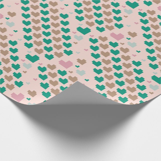 Diagonal Pixel Heart Pattern Wrapping Paper (Corner)