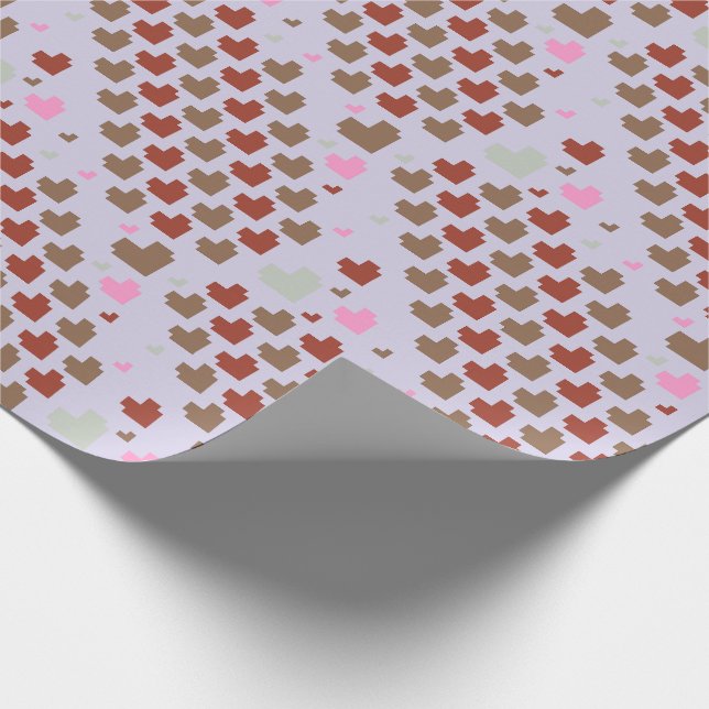 Diagonal Pixel Heart Pattern Wrapping Paper (Corner)