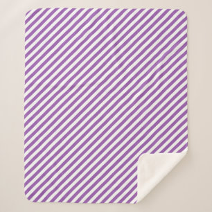 Diagonal purple and white stripes pattern sherpa blanket
