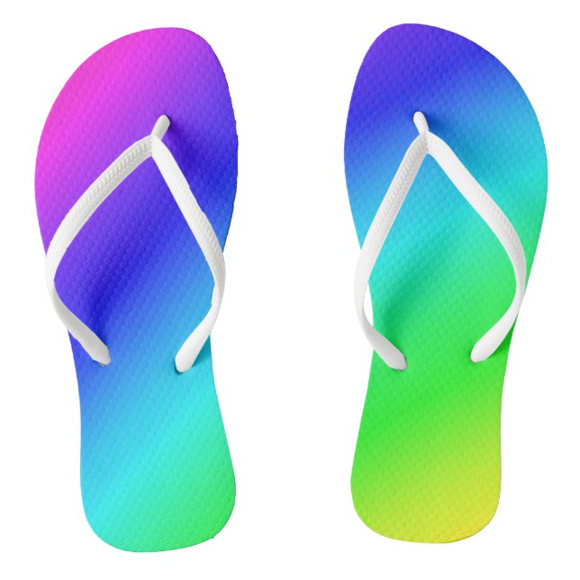Diagonal Rainbow Gradient Blue to Green Jandals (Footbed)