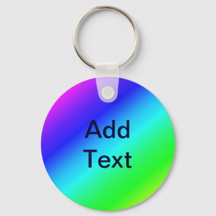 Diagonal Rainbow Gradient Blue to Green Key Ring
