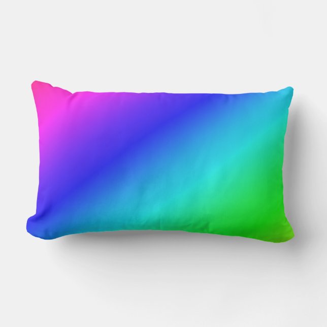 Diagonal Rainbow Gradient Blue to Green Lumbar Cushion (Front)