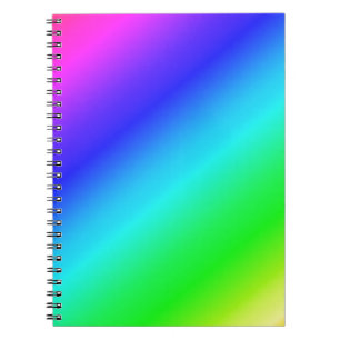 Diagonal Rainbow Gradient Blue to Green Spiral Notebook