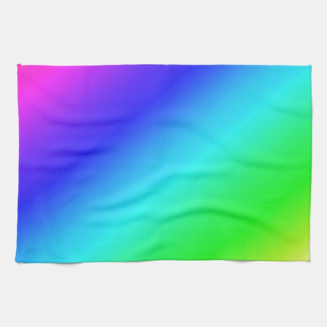 Diagonal Rainbow Gradient Blue to Green Tea Towel (Horizontal)