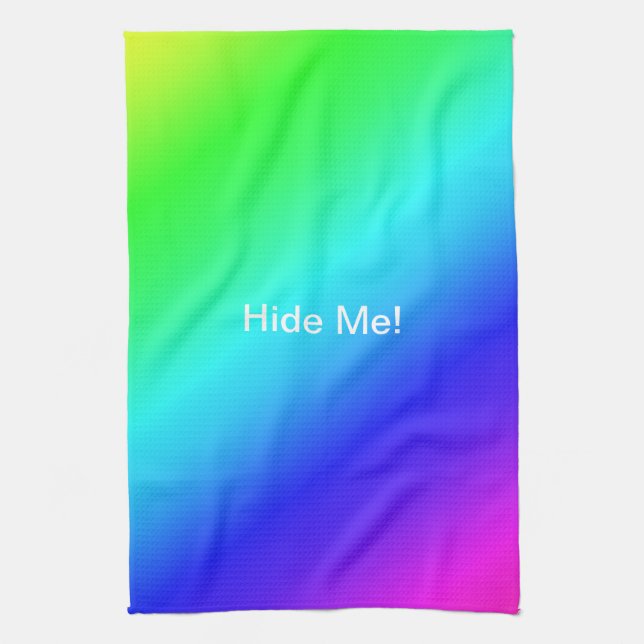 Diagonal Rainbow Gradient Blue to Green Tea Towel (Vertical)