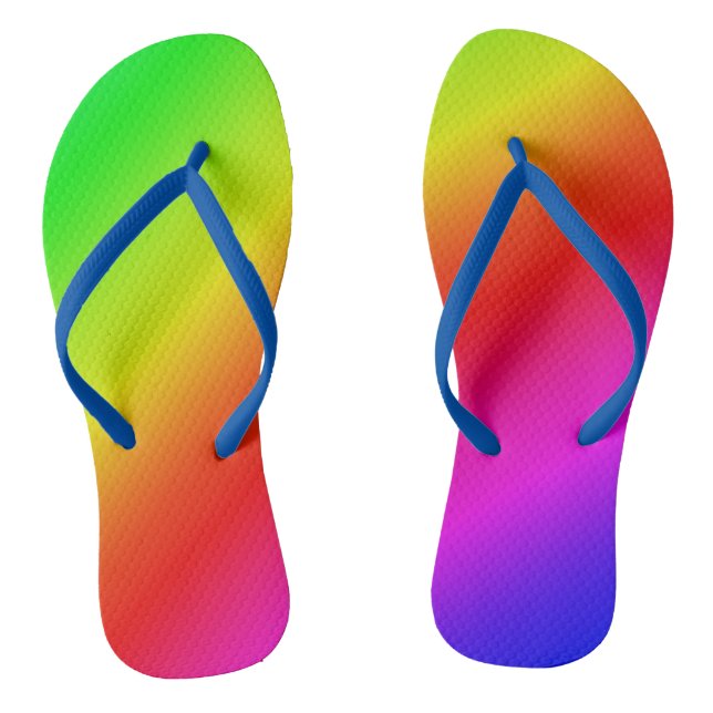 Diagonal Rainbow Gradient Red to Green Jandals (Footbed)