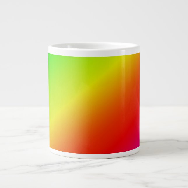 Diagonal Rainbow Gradient Red to Green Large Coffee Mug (Front)