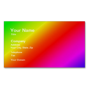 Diagonal Rainbow Gradient Red to Green Magnetic Business Card
