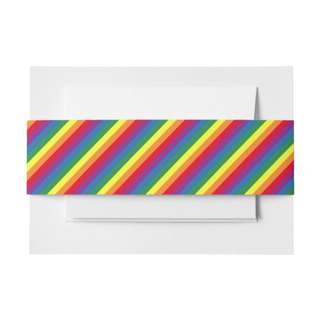 Diagonal Rainbow Pattern Invitation Belly Band (Front Example)