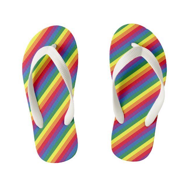 Diagonal Rainbow Pattern Kid's Jandals (Footbed)