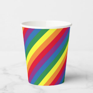 Diagonal Rainbow Pattern Paper Cups