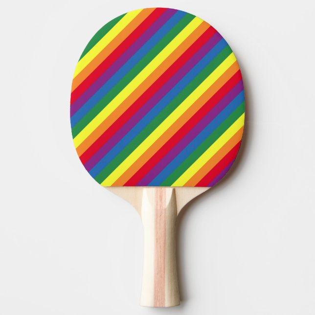 Diagonal Rainbow Pattern Ping Pong Paddle (Front)