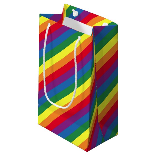 Diagonal Rainbow Pattern Small Gift Bag (Front Angled)