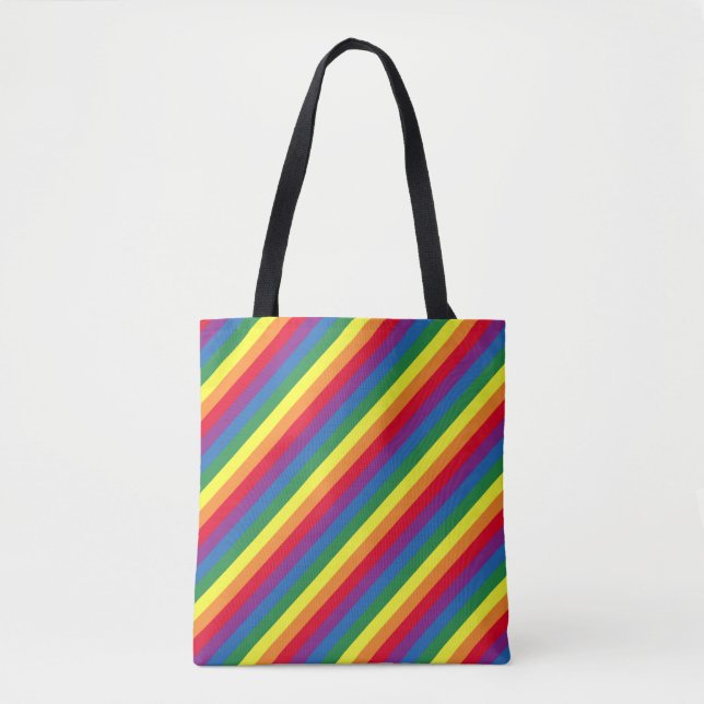 Diagonal Rainbow Pattern Tote Bag (Front)