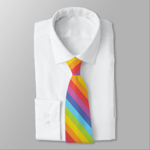 Diagonal Rainbow Striped Tie