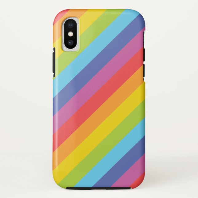 Diagonal Rainbow Stripes Cell Phone Case (Back)