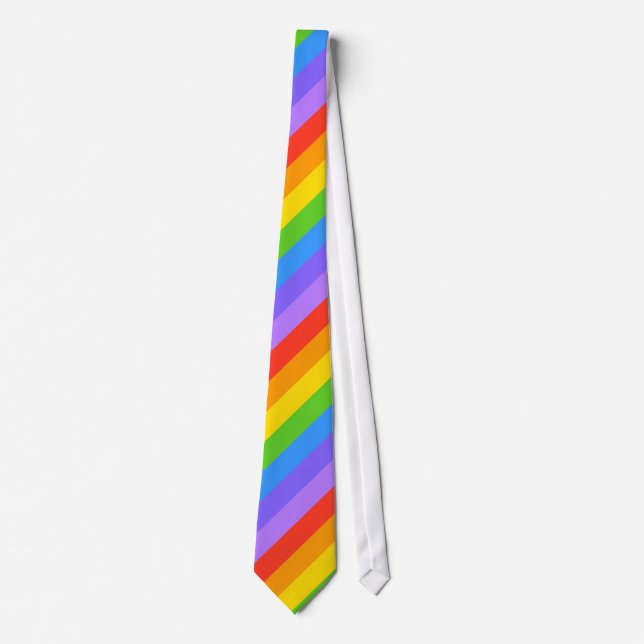Diagonal Rainbow Stripes Pattern. Tie (Front)