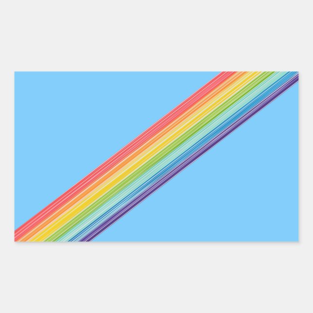 Diagonal rainbow stripes rectangular sticker (Front)
