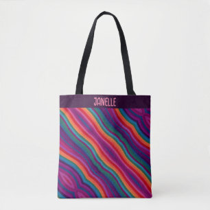 Diagonal Rainbow Stripes Representing Pride Tote Bag