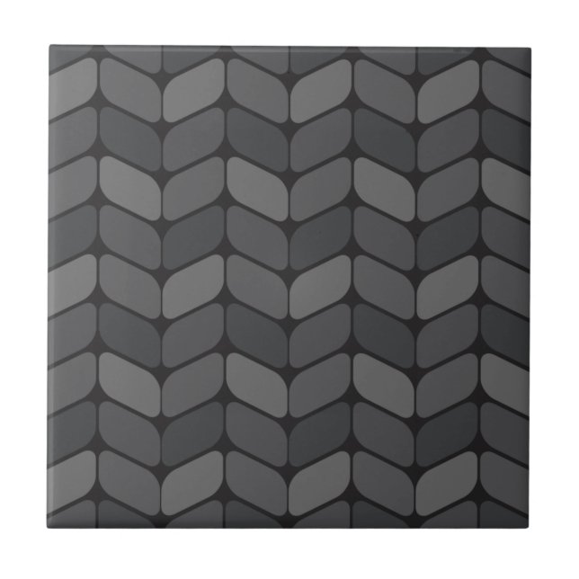 Diagonal Rectangles Black Dark Grey Tile (Front)