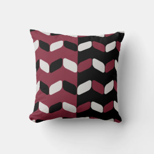 Diagonal Rectangles Black Maroon Cushion