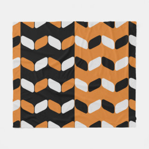 Diagonal Rectangles Black Orange Fleece Blanket