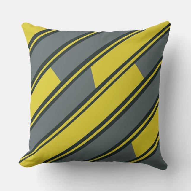 Diagonal Rectangles in Yellow and Dark Grey Cushion (Front)