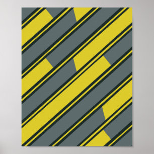 Diagonal Rectangles in Yellow and Dark Grey Poster