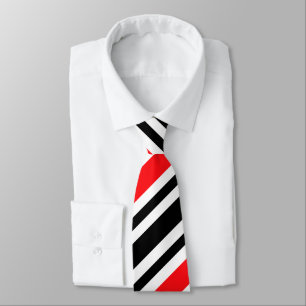 Diagonal Red and Black Striped Tie