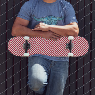 Diagonal red and white stripes pattern skateboard