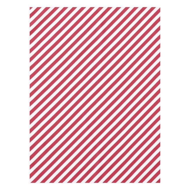 Diagonal red and white stripes pattern tablecloth (Front)